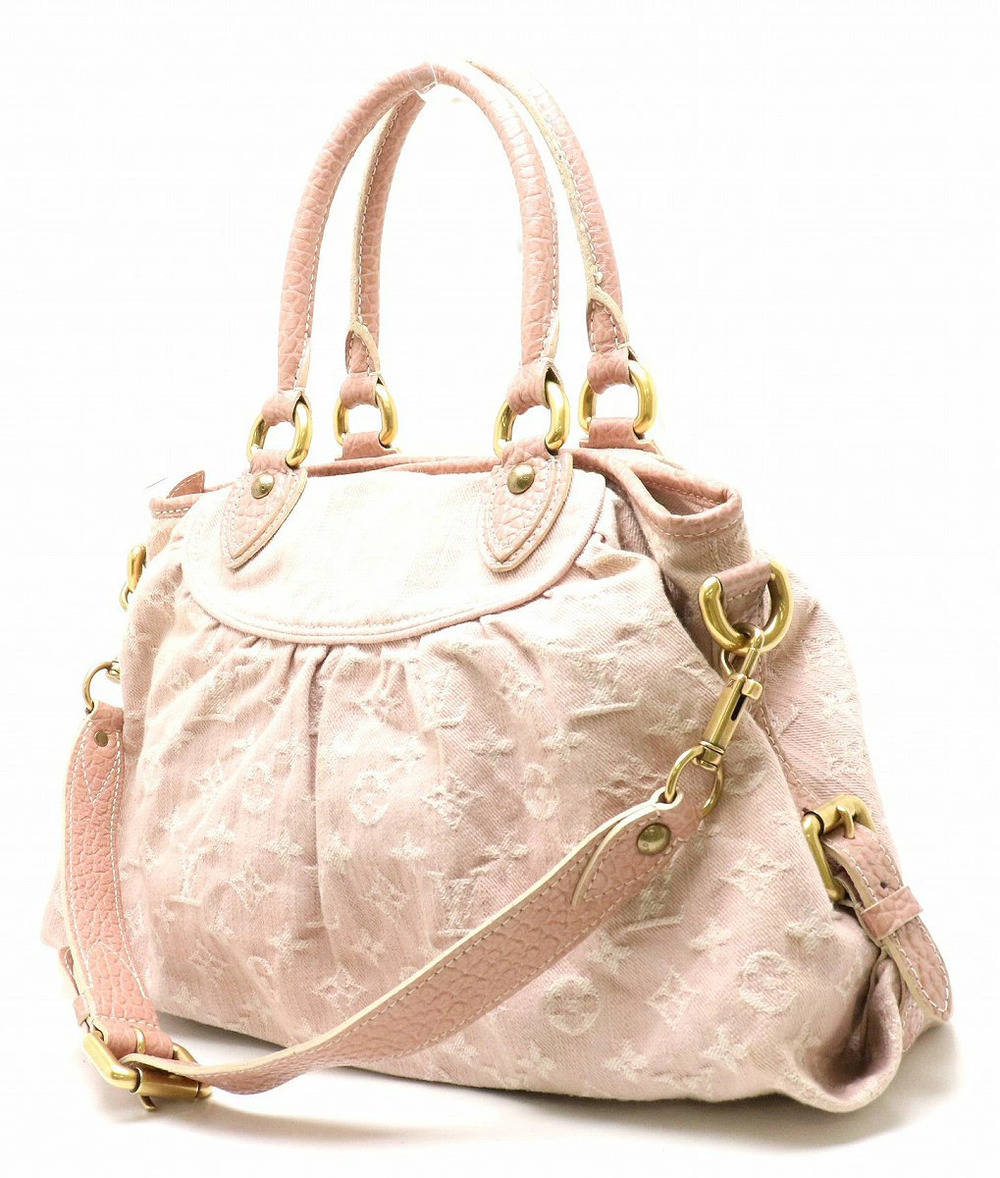 Louis Vuitton Neo Rose Leather Handbag Pink Denim Cabby Pink